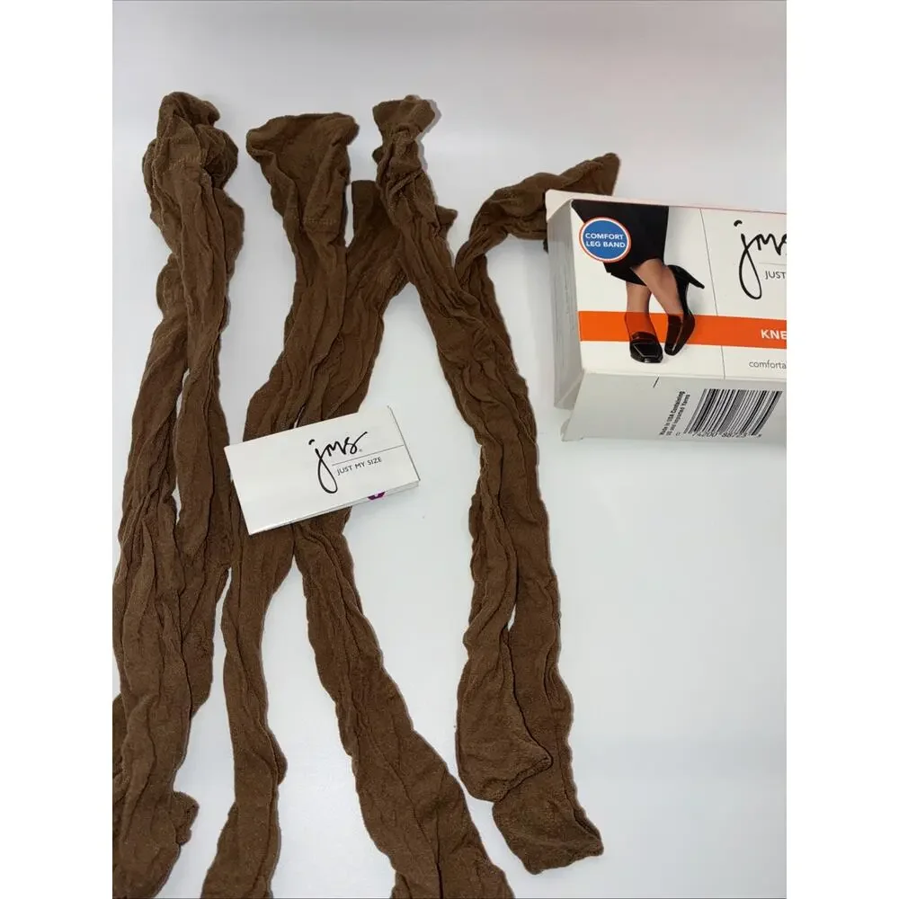 JMS Just My Size Knee High Comfort Leg Band Beige Reinforced Toe THREE PACK READ